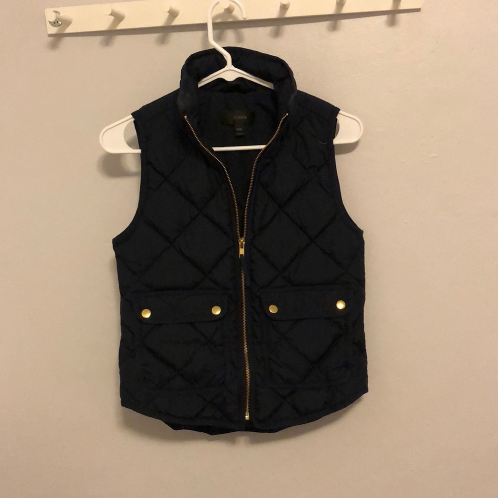Navy blue quilted vest from J Crew
